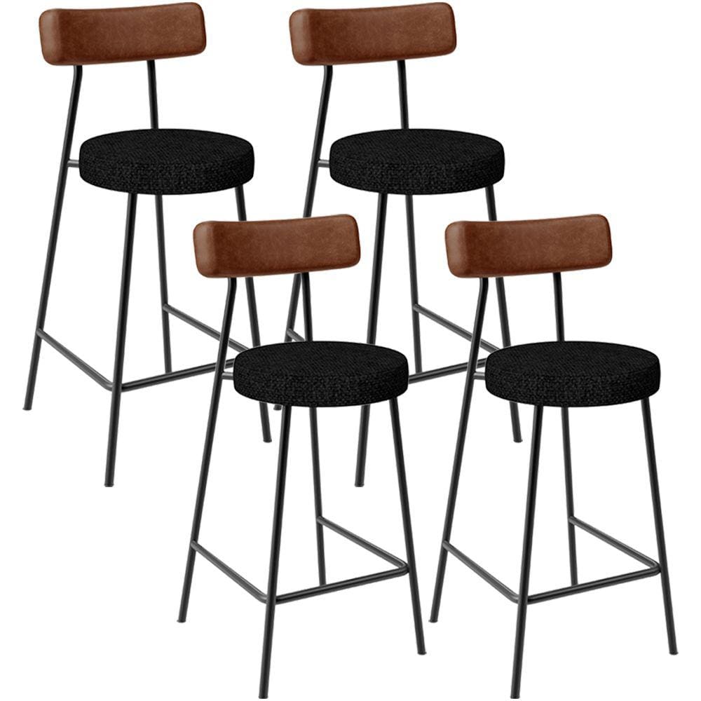 Kit 04 Banquetas Baixa Cozinha Sala De Jantar Milão L02 Couríssimo Marrom Linho Chumbo -LyamDecor