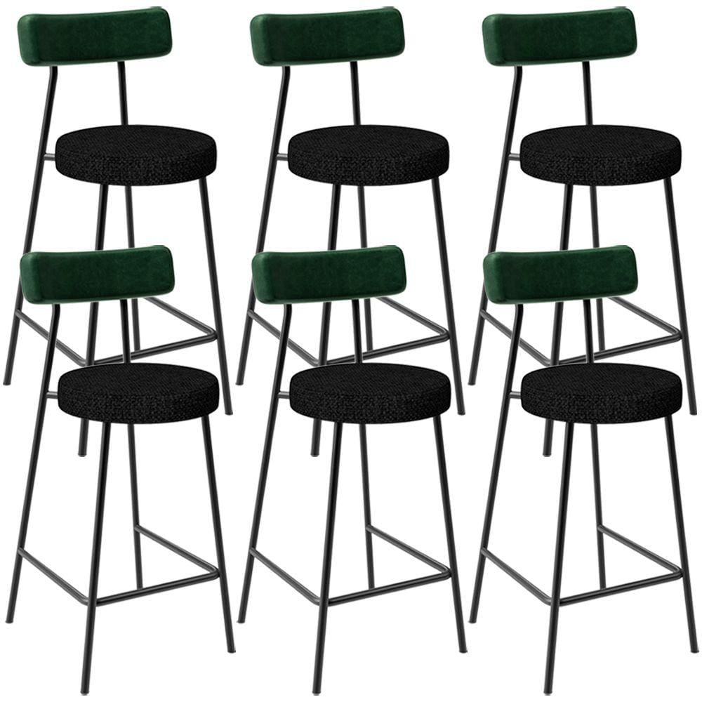 Kit 06 Banquetas Baixa Bar Cozinha E Sala De Jantar Milão L02 Facto Verde Linho Chumbo -LyamDecor