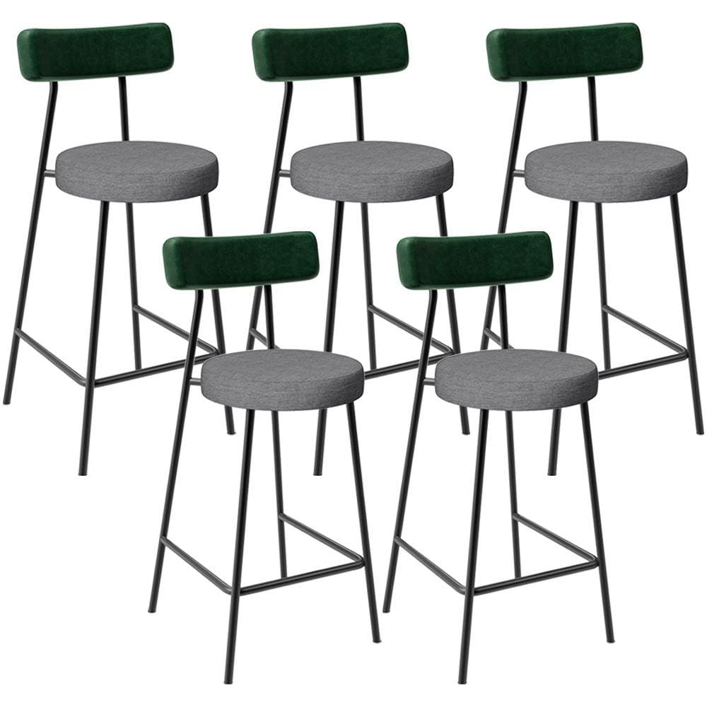 Kit 05 Banquetas Baixa Cozinha E Sala Jantar Bancada Milão L02 Facto Verde Cinza Escuro -LyamDecor