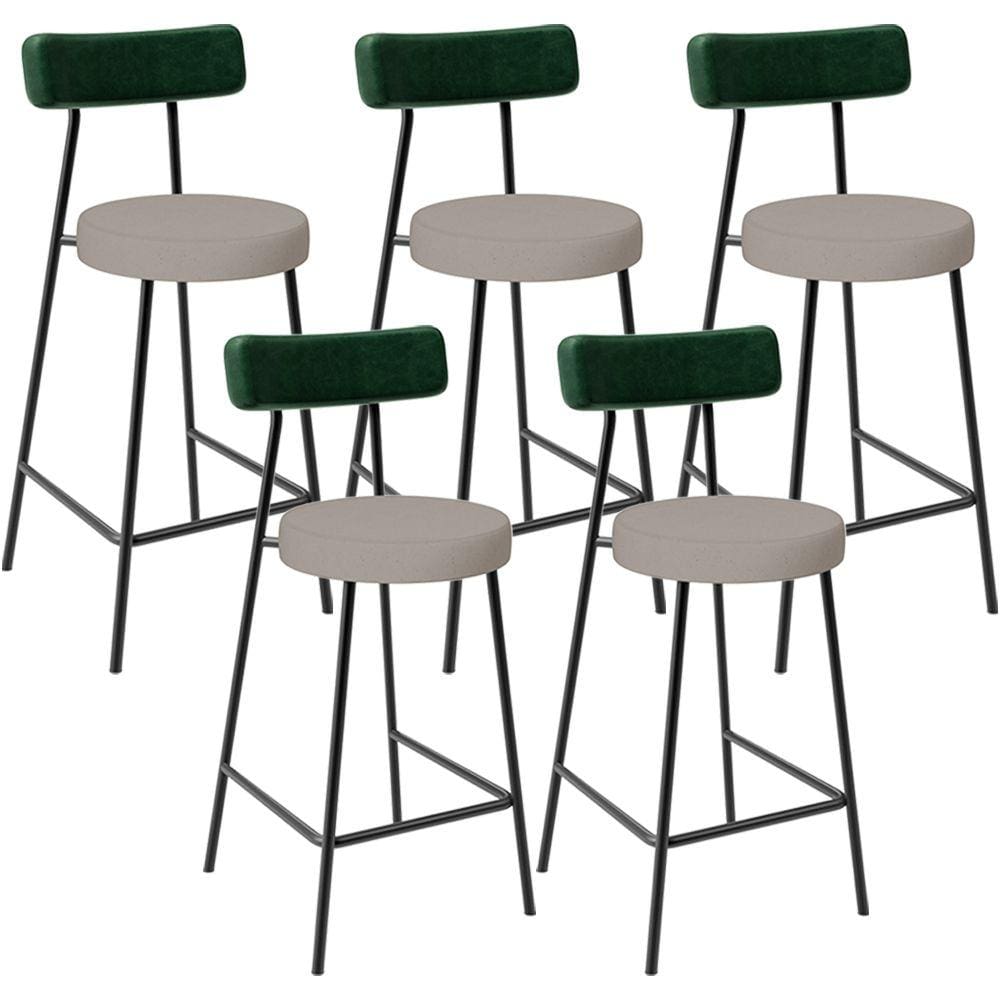 Kit 05 Banquetas Baixa Cozinha E Sala Jantar Bancada Milão L02 Facto Verde Linho Bege -LyamDecor