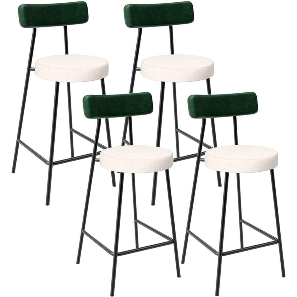 Kit 04 Banquetas Baixa Bar Cozinha E Sala De Jantar Milão L02 Facto Verde Linho Cru -LyamDecor