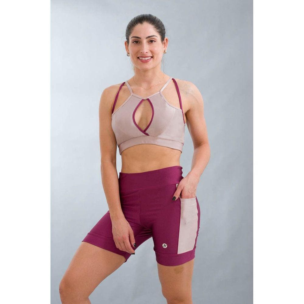 Bermuda Fitness Feminina Shine Pink