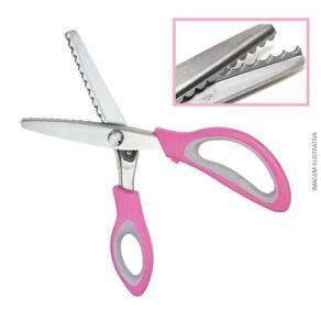 Tesoura Profissional Escalope Tecido Papel Eva Couro ROSA