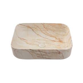Cuba De Apoio Para Banheiro Retangular Slim Louça Cerâmica 50,5 cm Fluorita Pingoo.casa - Marmorizado Rose