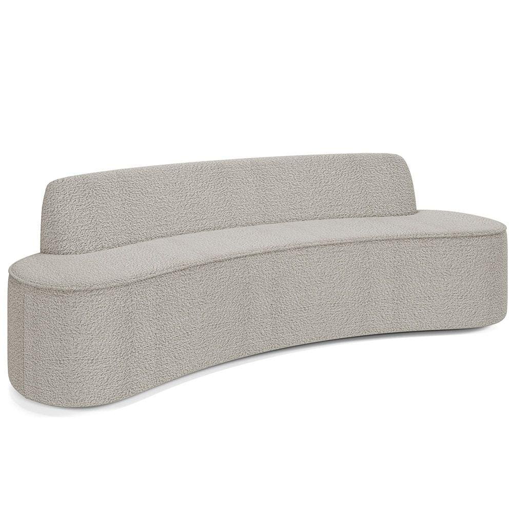 Sofá 3 Lugares Curvo Sala de Estar Living Cancún D02 Bouclê Bege 180 cm B-62 - Lyam Decor