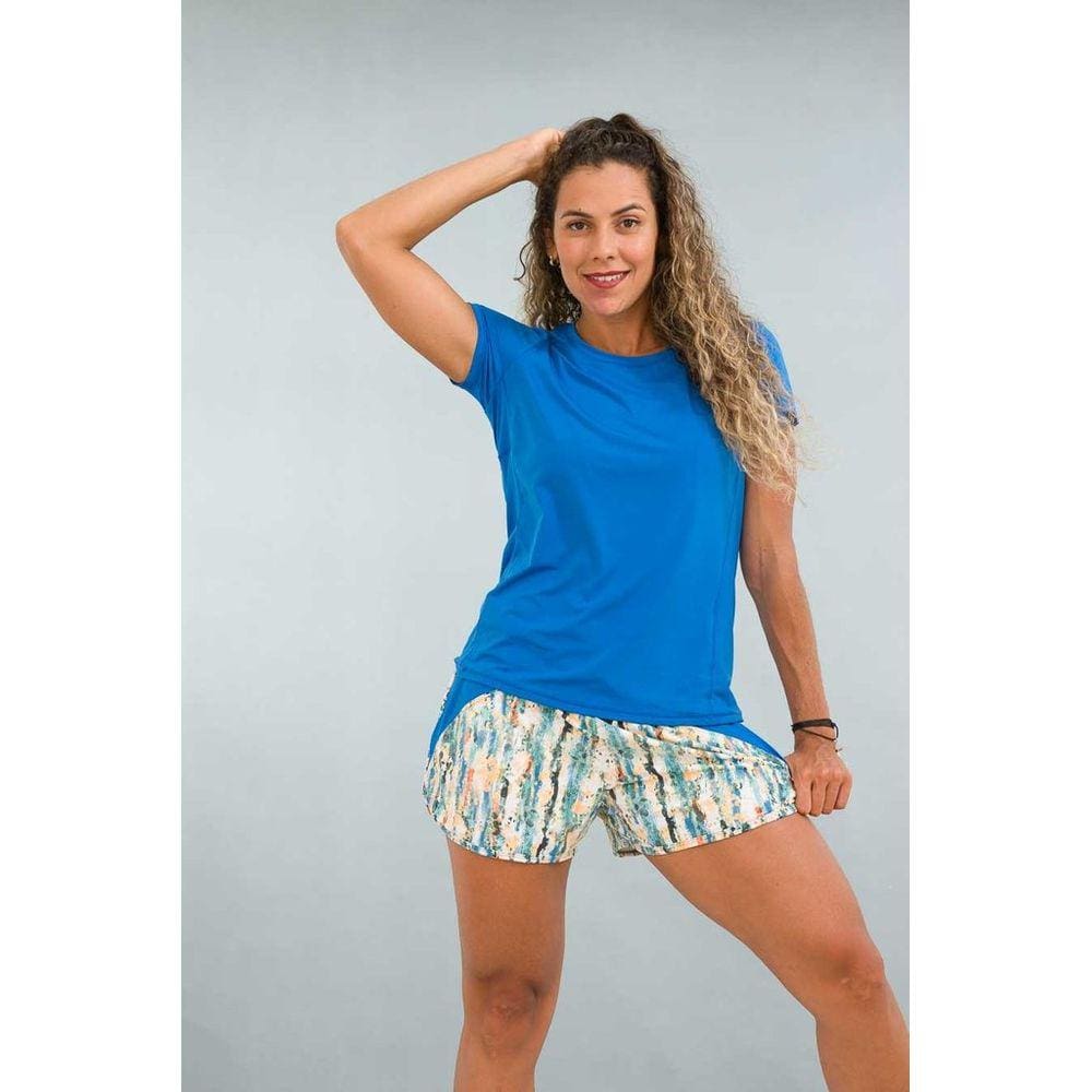 Camiseta Feminina Fitness Azul Lean