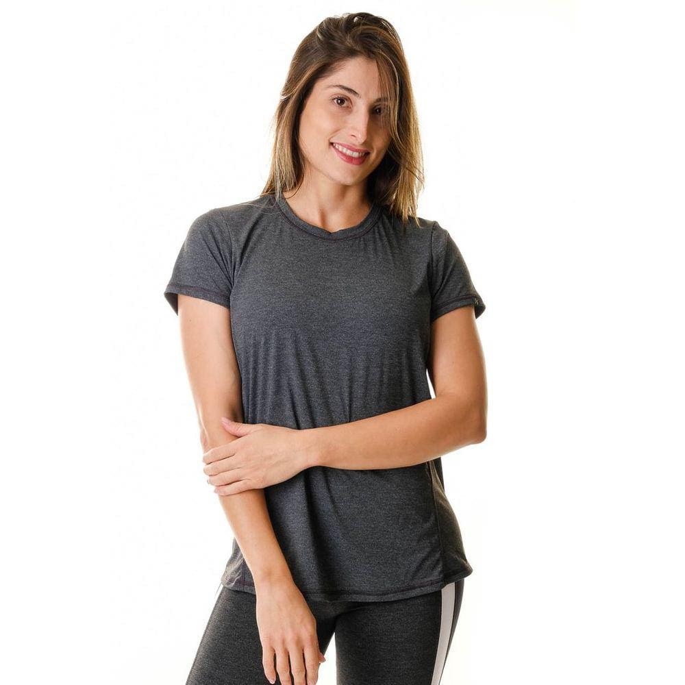 Camiseta Feminina Fitness Cinza Dark Lean