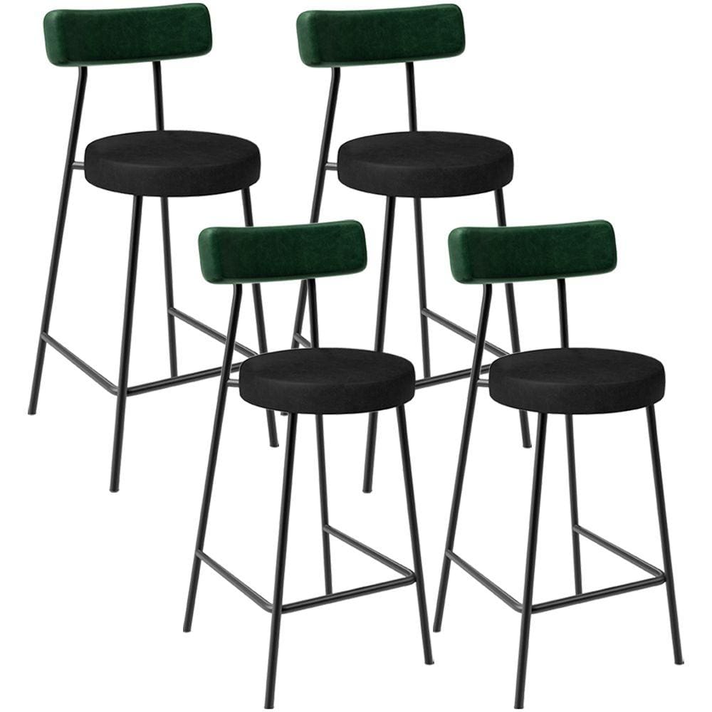 Kit 04 Banquetas Baixa Bar Cozinha Sala De Jantar Milão L02 Facto Verde Musgo Preto -LyamDecor
