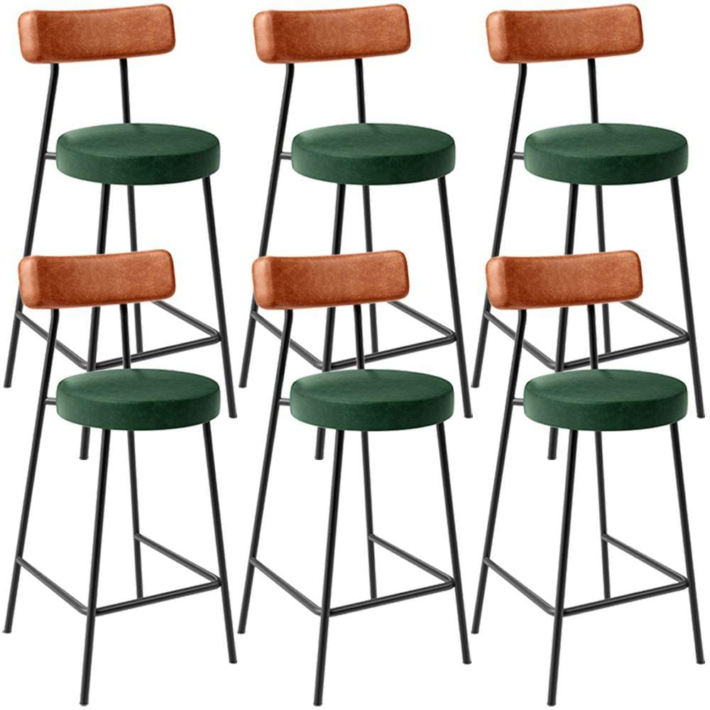Kit 06 Banquetas Baixa Cozinha Sala Jantar Bancada Milão L02 Couríssimo Camel Verde -LyamDecor