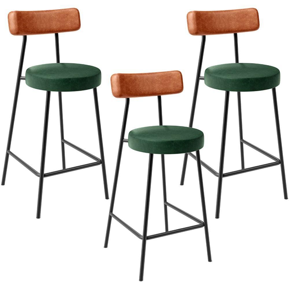 Kit 03 Banquetas Baixa Cozinha Sala Jantar Bancada Milão L02 Couríssimo Camel Verde -LyamDecor