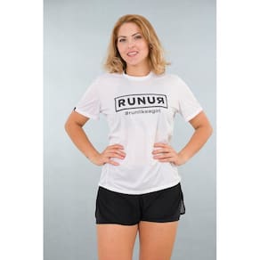 Camiseta Feminina Branca Stretch Tri Estampa Run