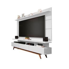 Rack C/ Painel Vivare 1.8 Wood Branco Acetinado-Germai Móveis