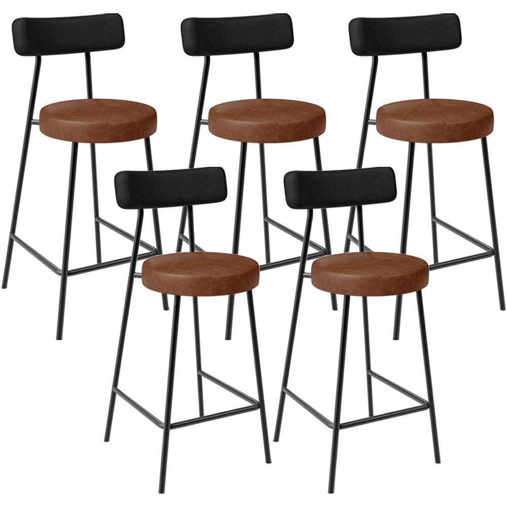 Kit 05 Banquetas Baixa Cozinha Sala Jantar Bancada Milão L02 Couríssimo Preto Marrom -LyamDecor