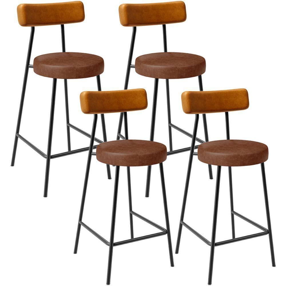 Kit 04 Banquetas Baixa Cozinha Sala Jantar Bancada Milão L02 Couríssimo Whisky Marrom -LyamDecor