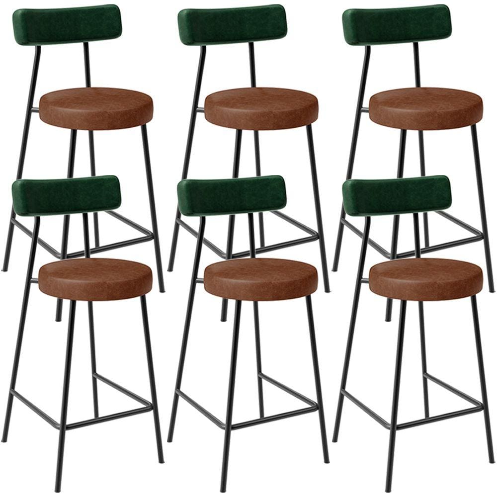 Kit 06 Banquetas Baixa Cozinha Sala Jantar Bancada Milão L02 Facto Verde Marrom  -LyamDecor