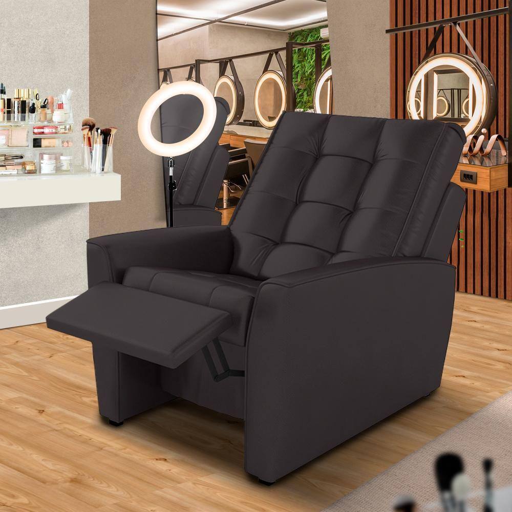 Poltrona Para Maquiagem Reclinável Cacau Corino Gavin Shop Jm - Marrom Cacau