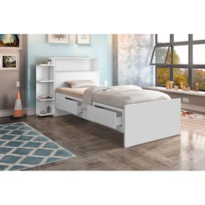 cama solteiro com 2 gavetas cor branca