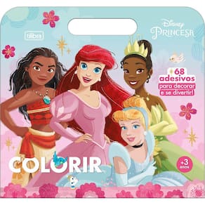 Álbum para Colorir Personagem Maleta Princesas 8 Folhas + 68 Adesivos Tilibra