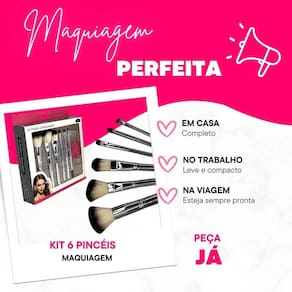 Kit Pincéis Maquiagem Profissional 6 Pcs Completo Durável