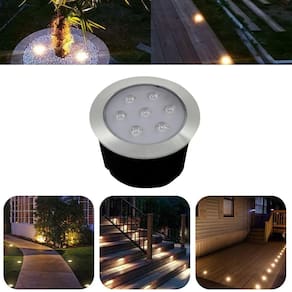 Luminária Balizador Spot Led SMD Em PVC De 7W Luz Branco Quente De Embutir Em Piso Chão Solo Gramado Jardim Escada