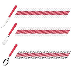 180 Talher Faca Garfo Colher Inox Vermelho Linha Luna Casa