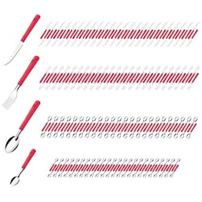Garfo Colher Faca Colher Chá Inox Vermelho Luna 192 Peças