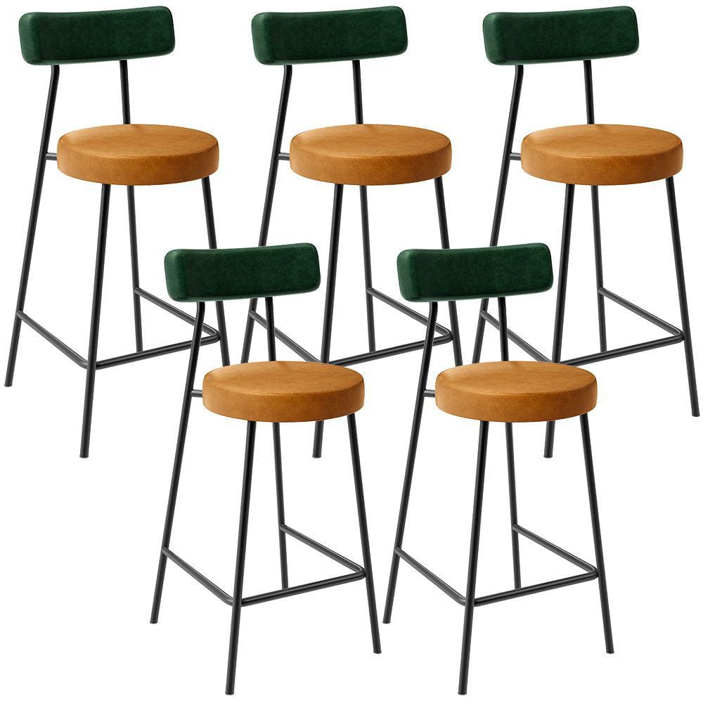 Kit 05 Banquetas Baixa Cozinha Sala Jantar Bancada Milão L02 Facto Verde Couríssimo Whisky -LyamDecor