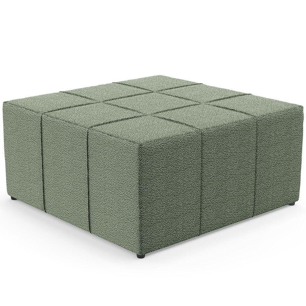 Puff Decorativo Para Sala de Estar Quadrado Milano 90x90cm W01 Bouclê Oliva - Lyam Decor
