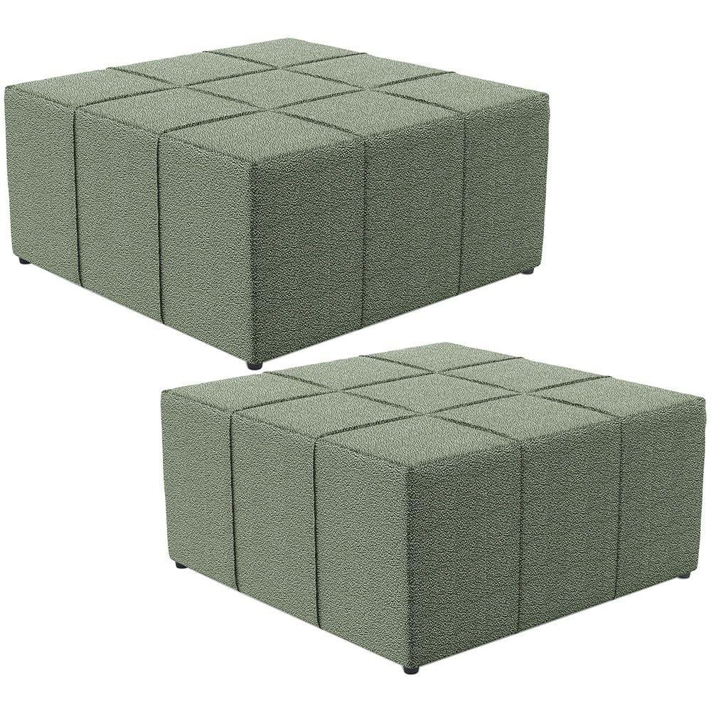 Kit 02 Puffs Decorativo Para Sala de Estar Quadrado Milano 90x90cm W01 Bouclê Oliva - Lyam Decor
