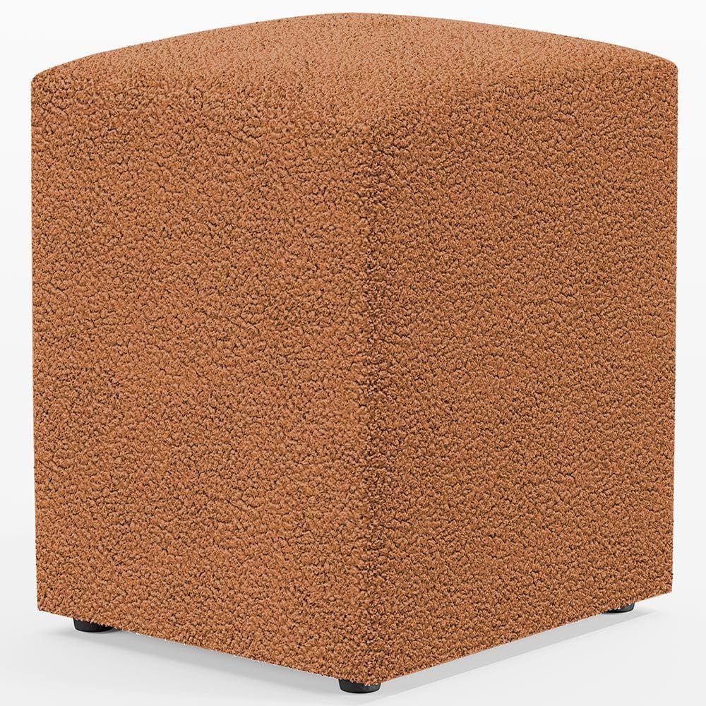 Puff Quadrado Decorativo Sala De Estar L02 Bouclê Terracota - Lyam Decor