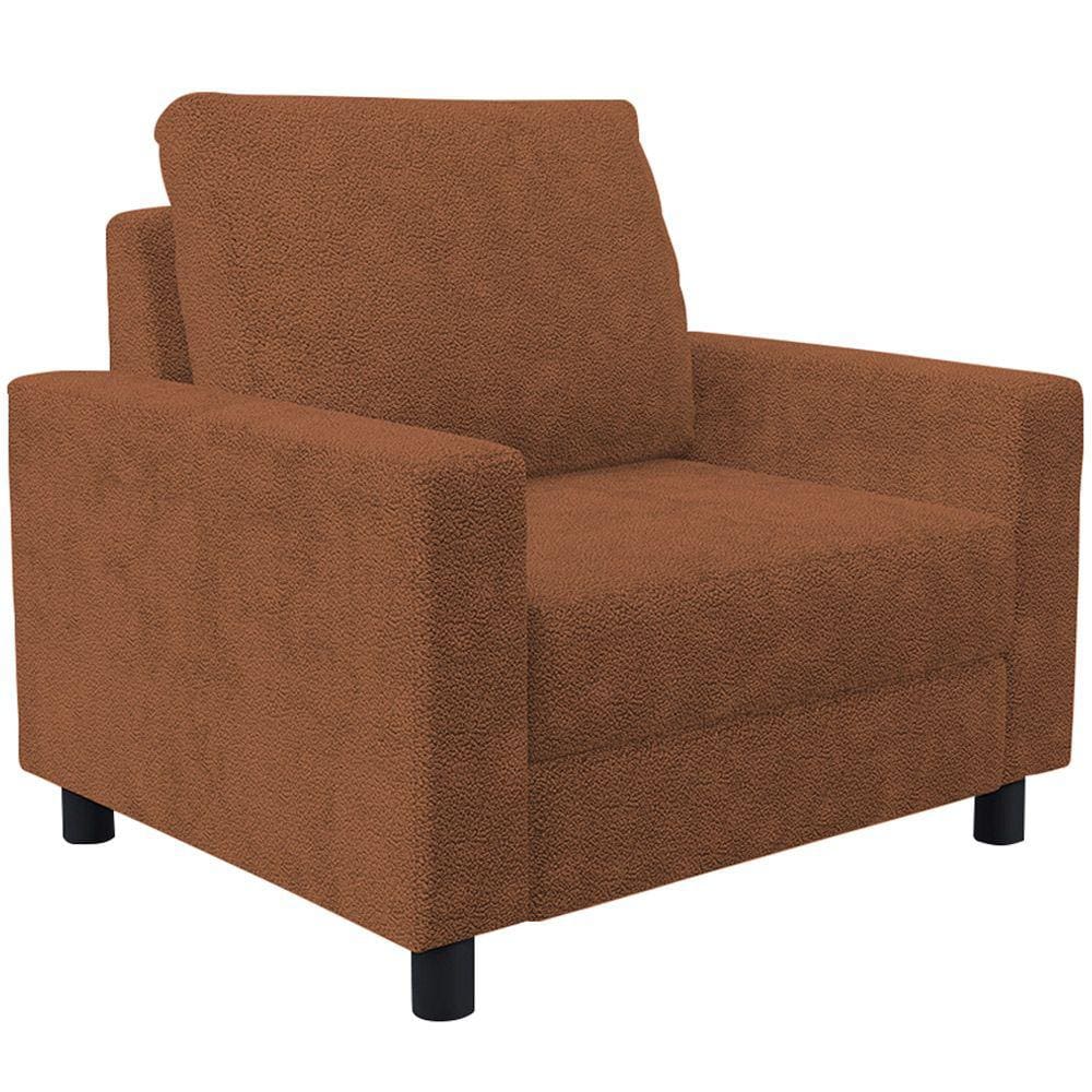 Poltrona Decorativa Para Sala De Estar E Recepção Malta L02 Bouclê Terracota - Lyam Decor