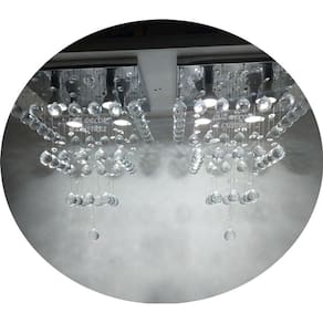 Kit 2 Lustres Para Sala Torre De Cristal Base Inox 30x30cm