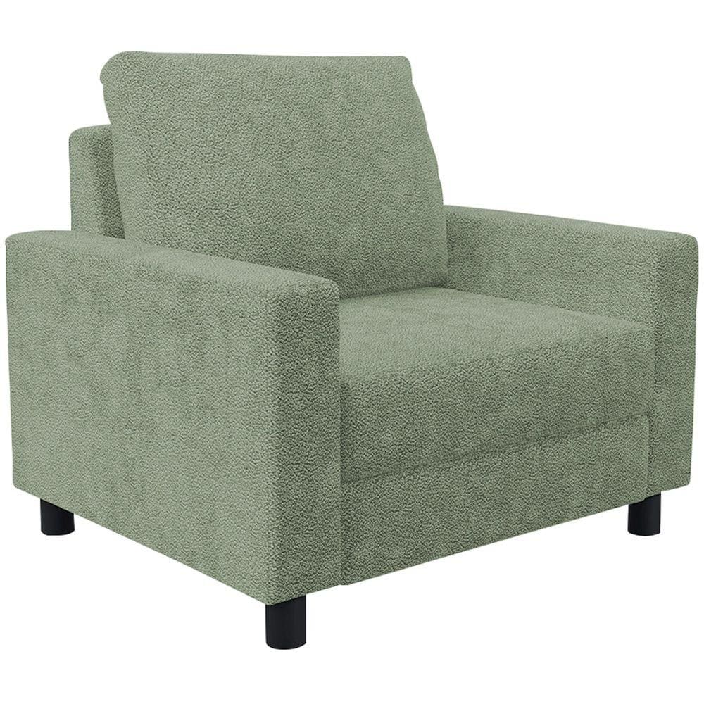 Poltrona Decorativa Para Sala De Estar E Recepção Malta L02 Bouclê Oliva - Lyam Decor