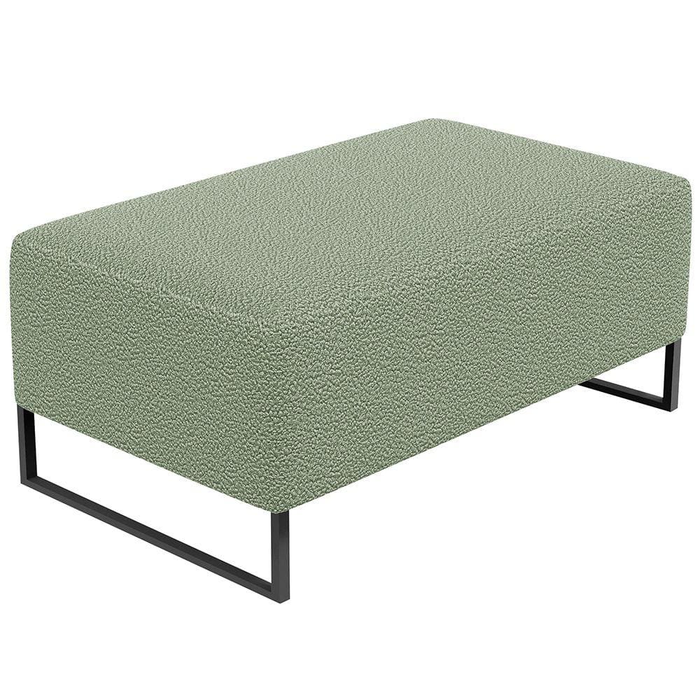 Puff Decorativo Sala De Estar Cléo 90cm Base De Ferro Preto W01 Bouclê Oliva - Lyam Decor