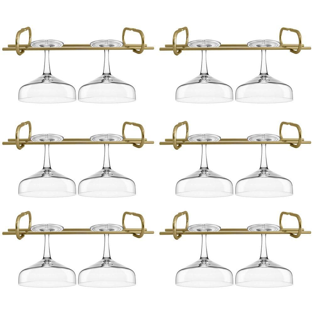 Kit 6 Organizadores Porta Taças 25cm Suportes Para Pendurar Taças Dourado