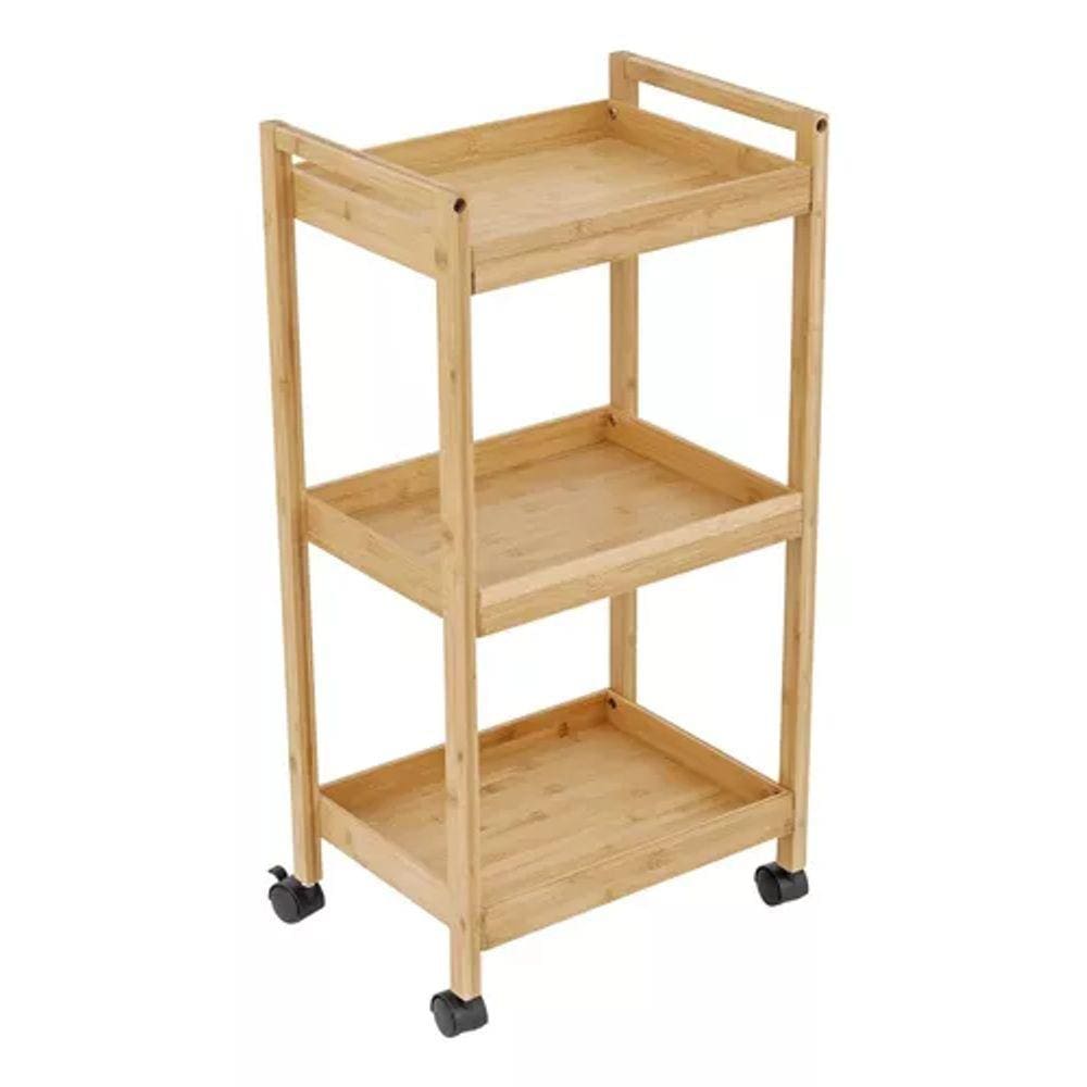 Carrinho Organizador Multiuso Madeira Com Rodas 84x42x30cm