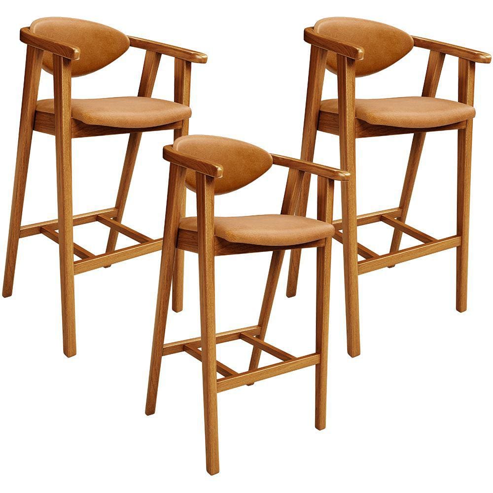 Kit 03 Banquetas Alta Cozinha Bancada Bar Sala de Jantar Fixa Cecília L02 Couríssimo Whisky - Lyam