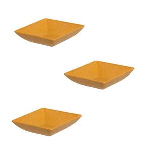 Kit 3Un Mini Petisqueira Quadrado Aperitivos Marrom Claro