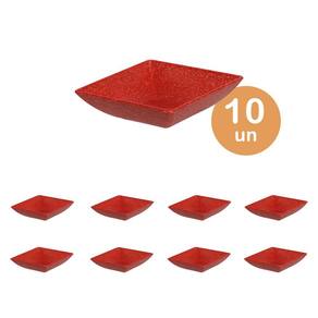 10Un Prato Mini Petisqueira Quadrado Petiscos Vermelho