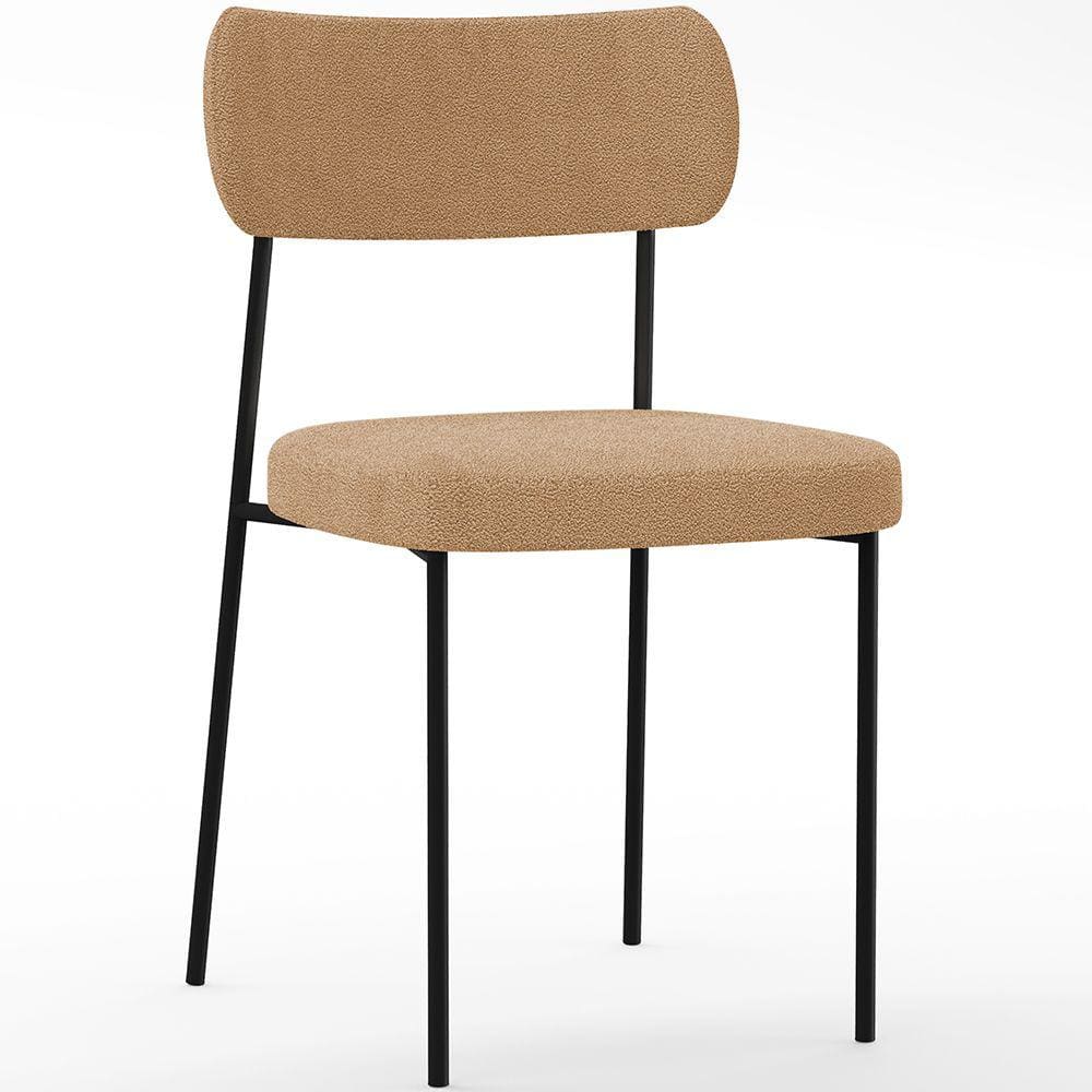 Cadeira Decorativa Estofada Para Sala De Jantar Melina L02 Bouclê Mostarda  - Lyam Decor