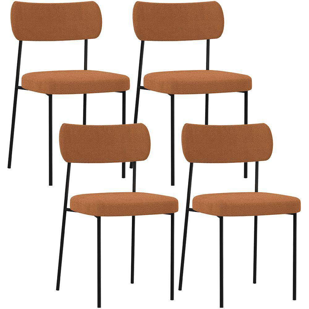Kit 04 Cadeiras Decorativa Para Sala De Jantar Melina L02 Bouclê Terracota - Lyam Decor