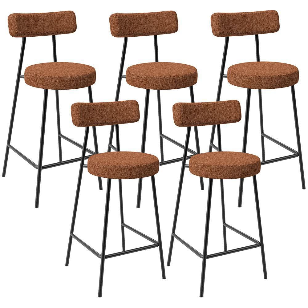 Kit 05 Banquetas Baixa Para Cozinha Sala De Jantar Bar Milão L02 Bouclê Terracota-LyamDecor