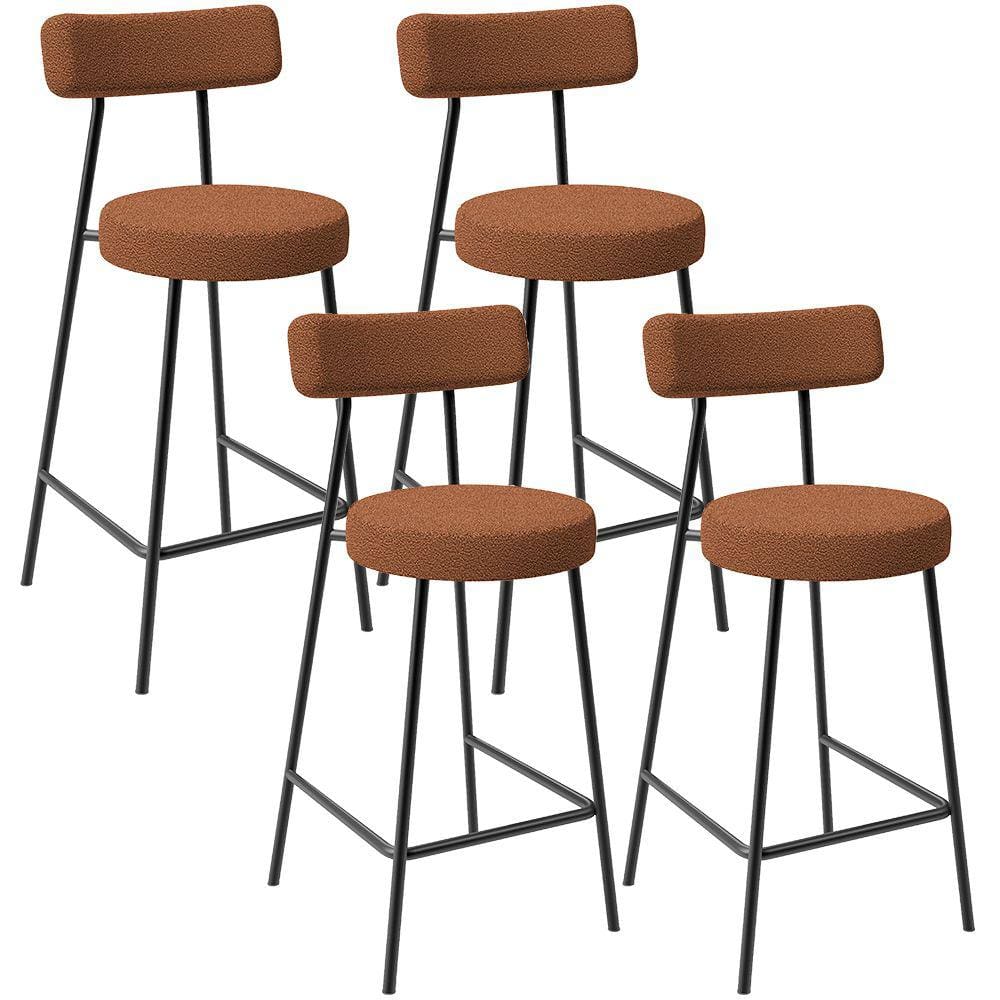 Kit 04 Banquetas Baixa Para Cozinha Sala De Jantar Bar Milão L02 Bouclê Terracota-LyamDecor