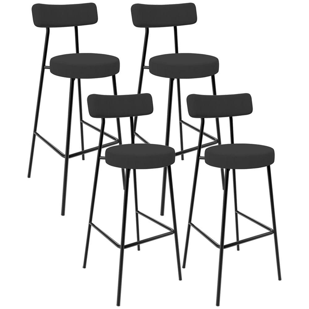 Kit 04 Banquetas Baixa Bar Cozinha Sala De Jantar Estrutura Em Aço Milão L02 Suede Preto - Lyam Decor