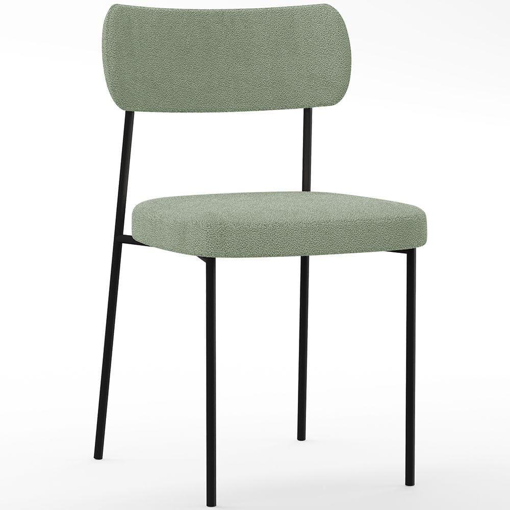 Cadeira Decorativa Estofada Para Sala De Jantar Melina L02 Bouclê Oliva  - Lyam Decor