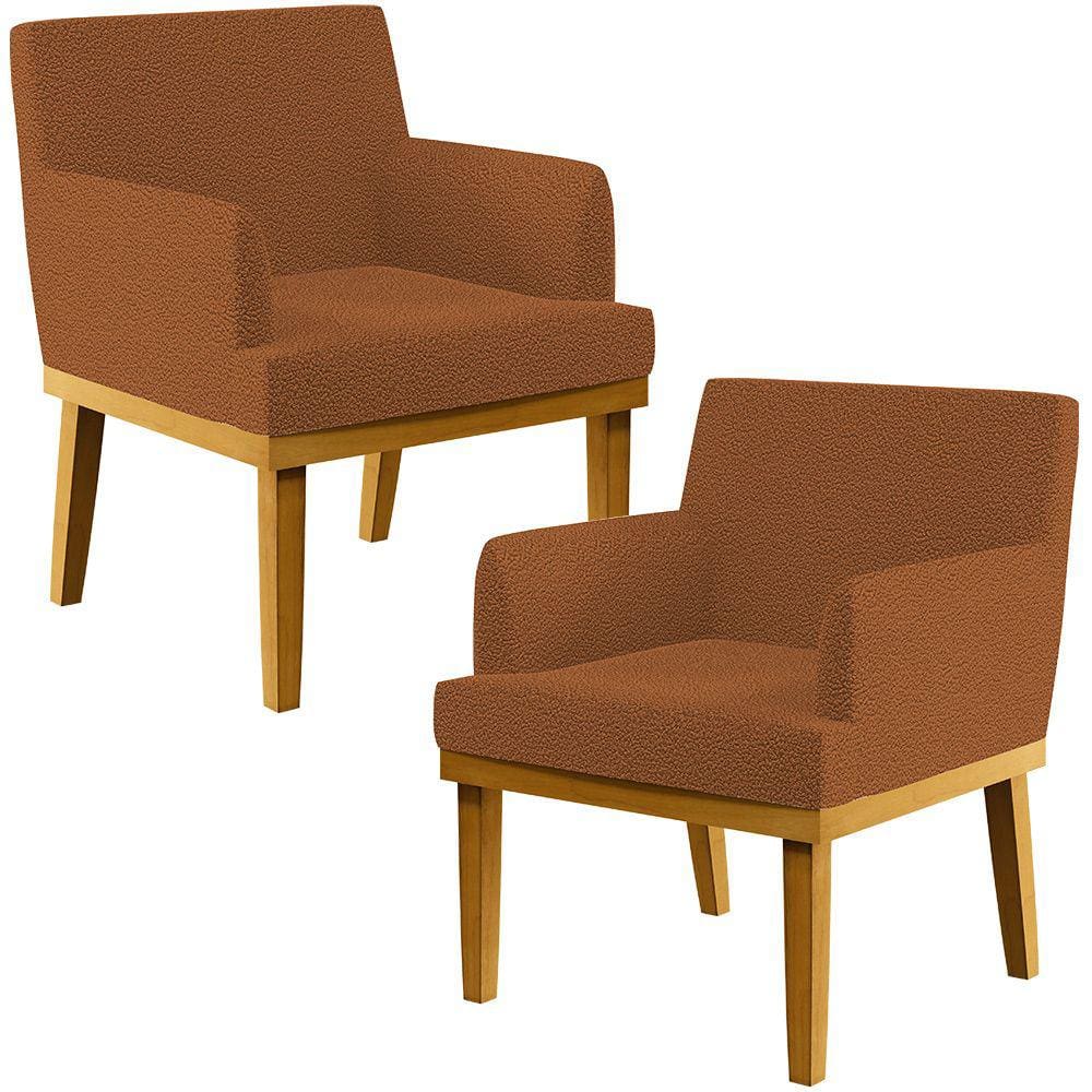 Kit 02 Poltronas Decorativa Para Sala De Estar E Recepção Beatriz W01 Bouclê Terracota - Lyam Decor