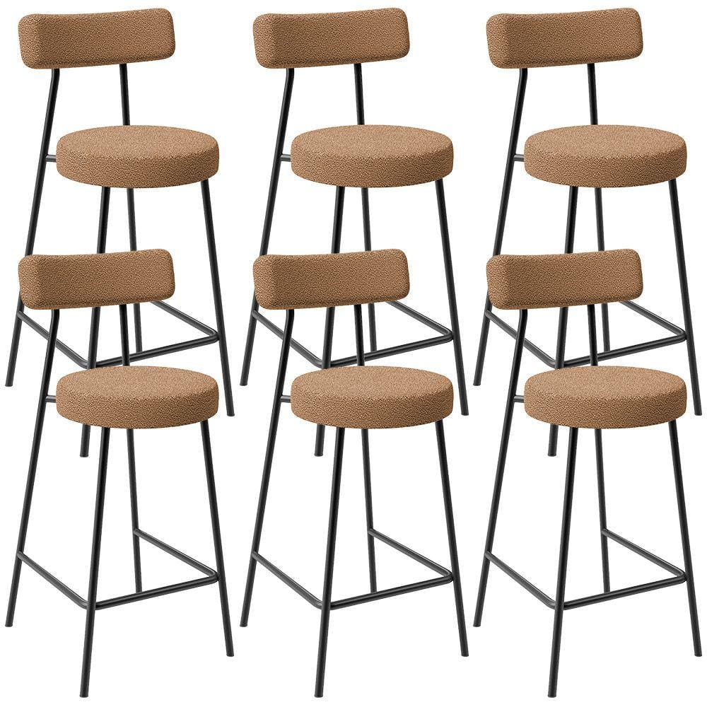 Kit 06 Banquetas Baixa Para Cozinha Sala De Jantar Bar Bancada Milão L02 Bouclê Mostarda -LyamDecor