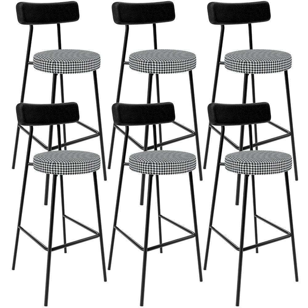Kit 06 Banquetas Alta Cozinha Sala Jantar Em Aço Milão L02 Couríssimo Preto Pied Poule - Lyam Decor