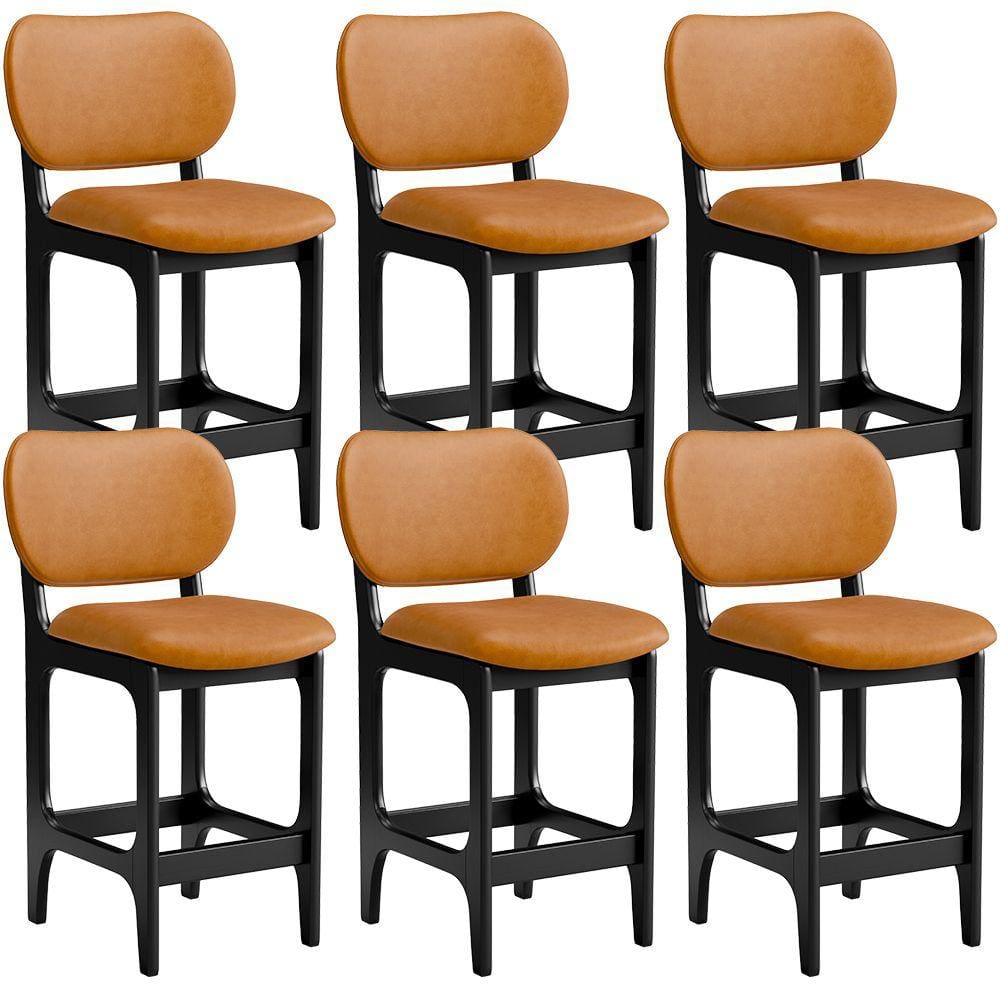Kit 06 Banquetas Baixa Bar Cozinha E Sala De Jantar Fixa Betta L02 Preto Couríssimo Whisky - Lyam Decor