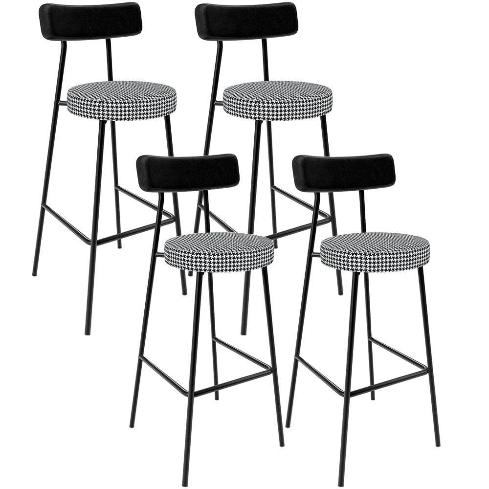 Kit 04 Banquetas Alta Cozinha Sala Jantar Em Aço Milão L02 Couríssimo Preto Pied Poule - Lyam Decor